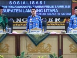 Bupati Lampung Utara Hadiri Sosialisasi Penilaian/Opini Pengawasan Pelayanan Publik Tahun 2025