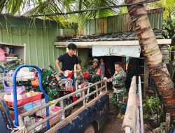 Personel Kodim 0412/LU Bergerak Cepat Laksanakan Pembersihan Bangunan dan Lingkungan, Pasca bencana